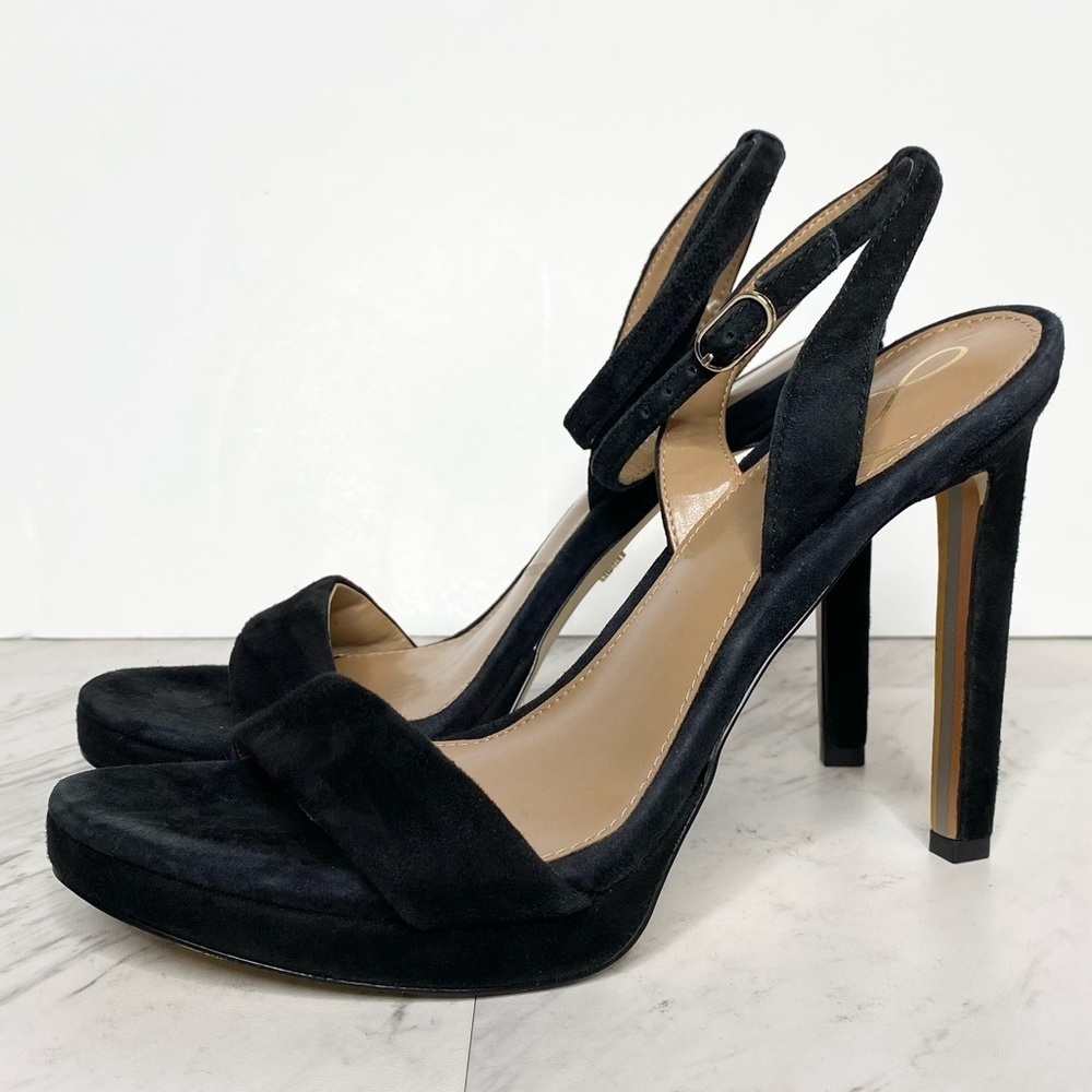 Sam Edelman Jade Black Suede Heeled Sandal 7 1/2 M